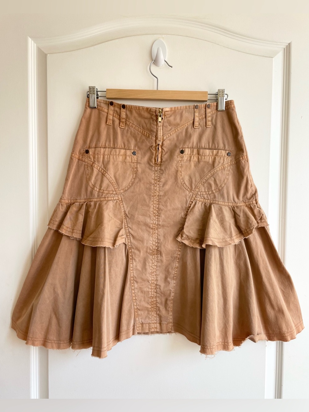 Women Asymmetrical Pleated Skirt XS/S Utility Cargo Pockets Steam Punk Y2k